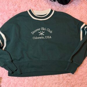 Abercrombie & Fitch Forest Green Crewneck with Cream Trim
